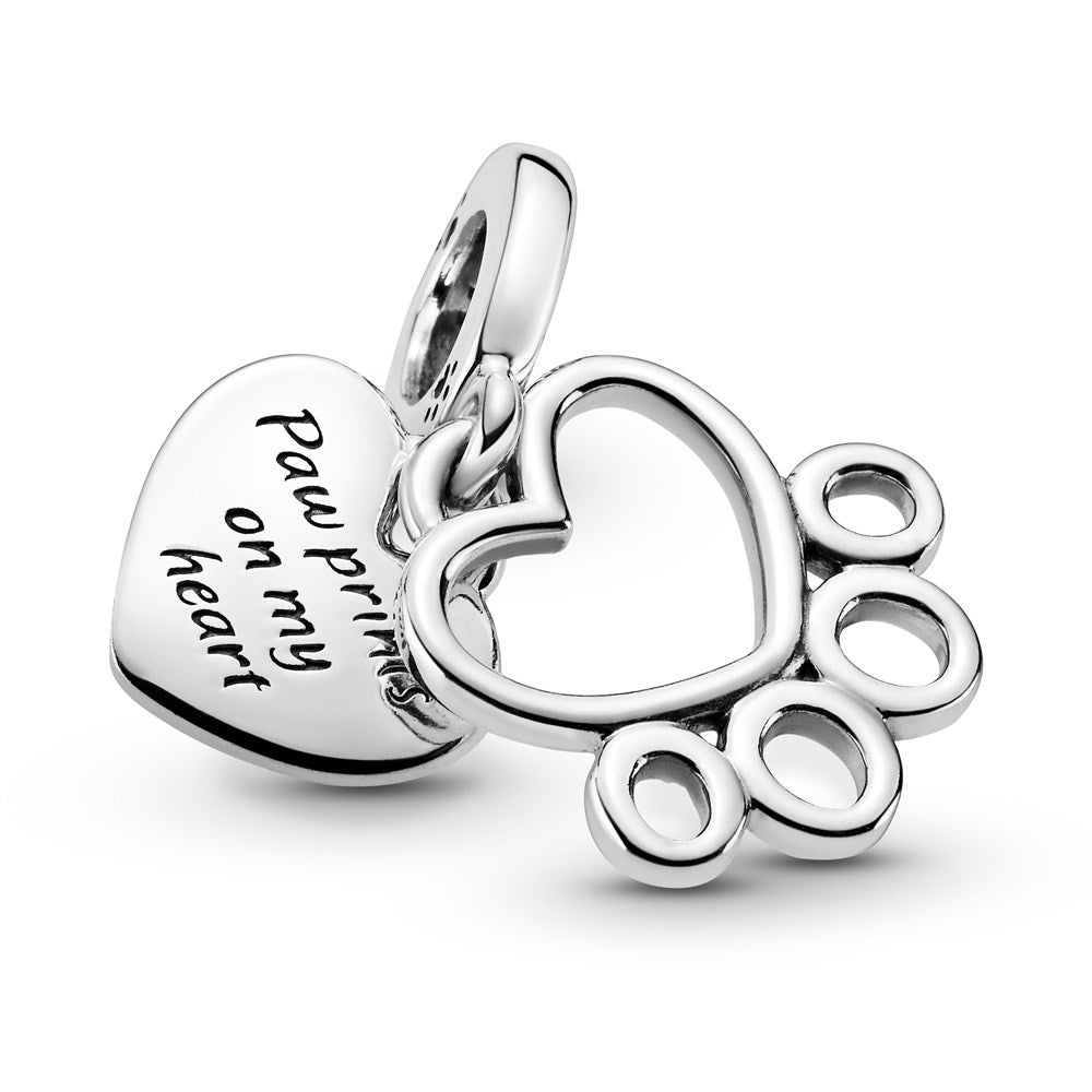 Pandora Hearts & Paw Print Dangle Charm