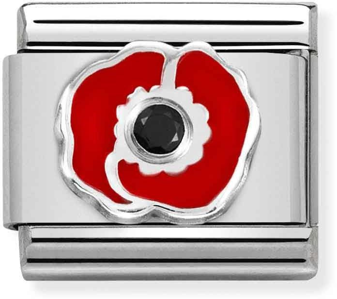 Nomination Silver + Red Poppy Charm