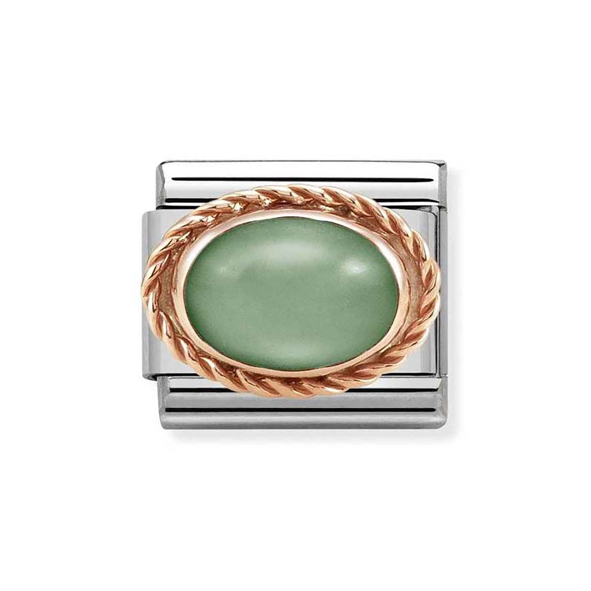 Nomination Rose Gold Green Aventurine Oval Charm 