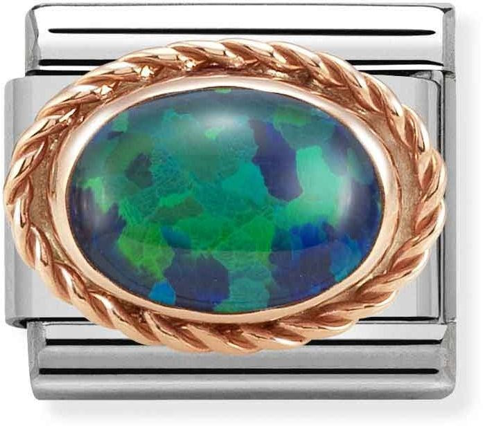 Nomination Rose Gold Green Opal Oval Charm