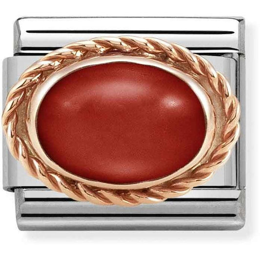 Nomination Rose Gold Red Coral  Oval Charm