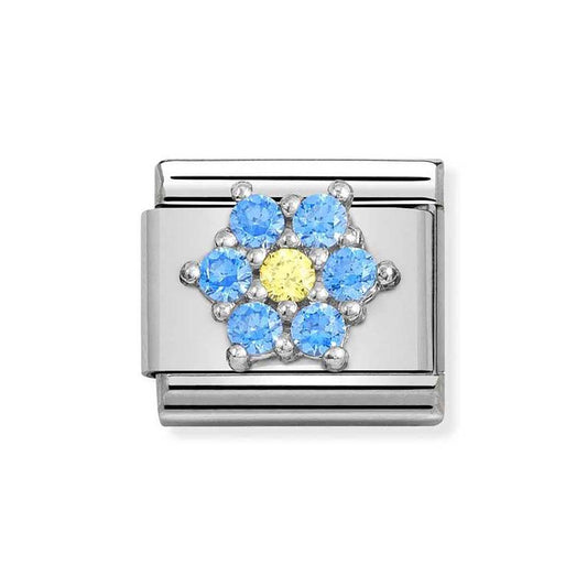 Nomination Blue + Yellow Crystal Flower Charm