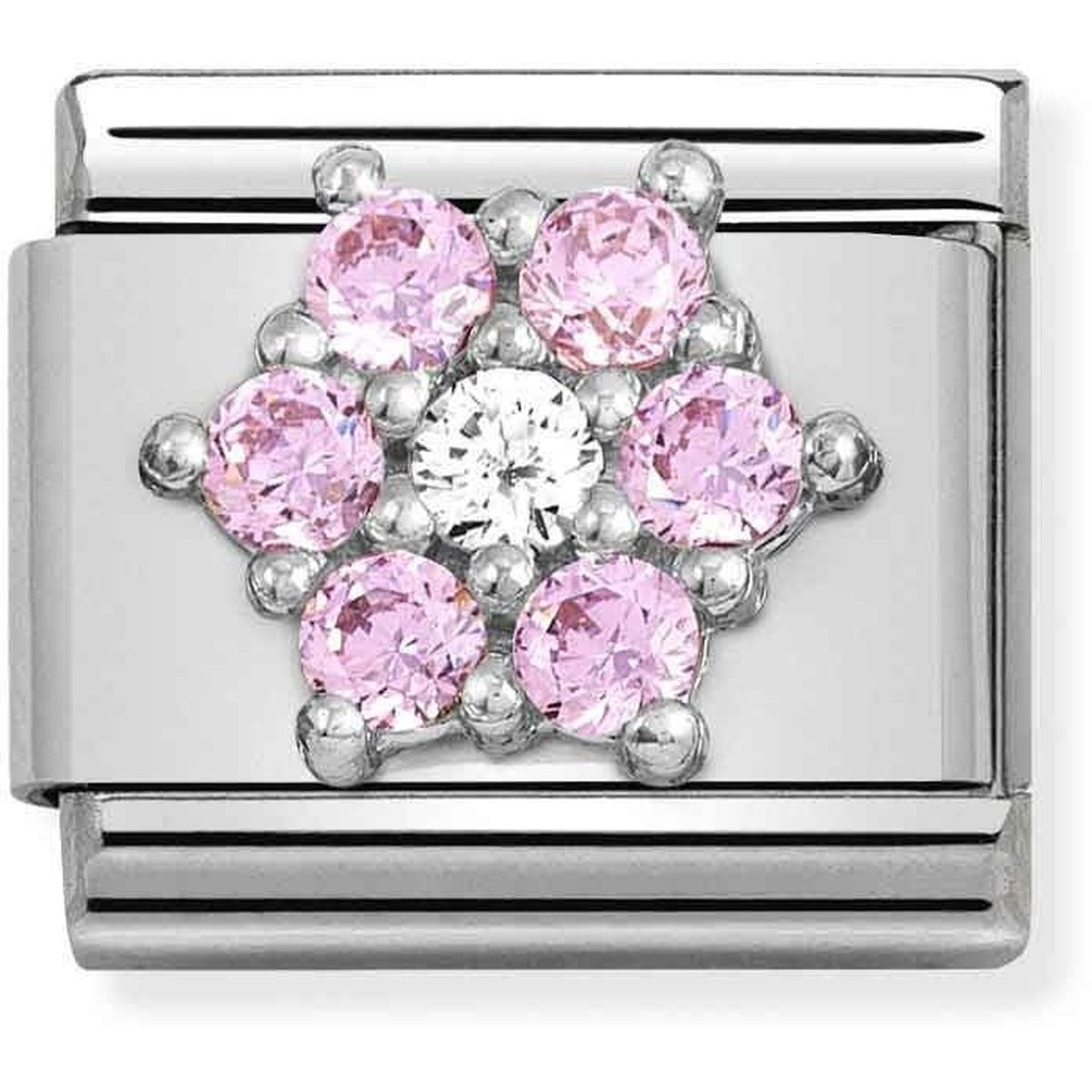 Nomination Pink + White Crystal Flower Charm