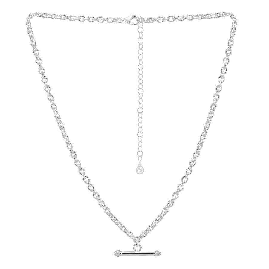 Argento Silver T-Bar Necklace