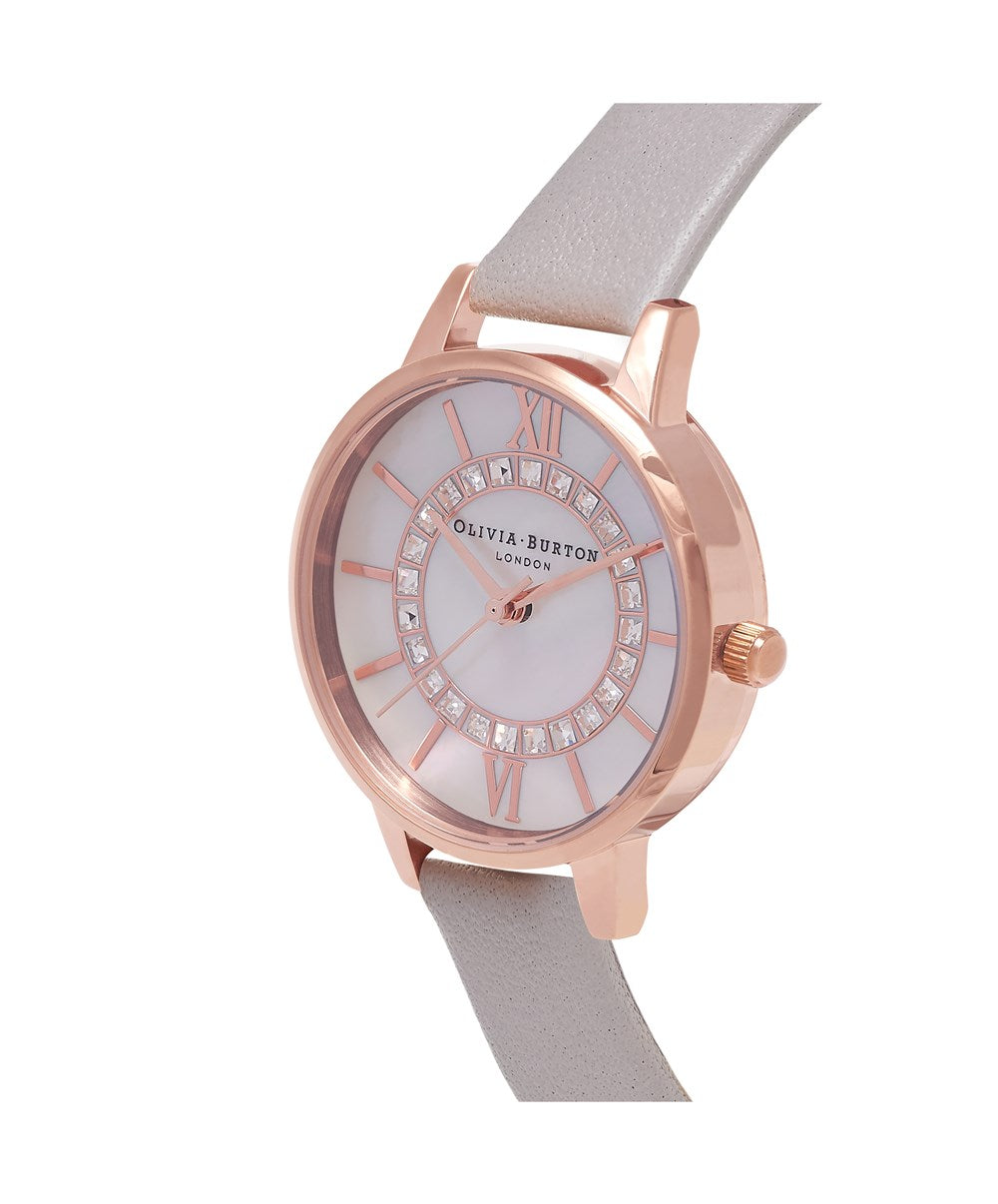Olivia Burton Grey & Rose Gold Wonderland Sparkle Watch