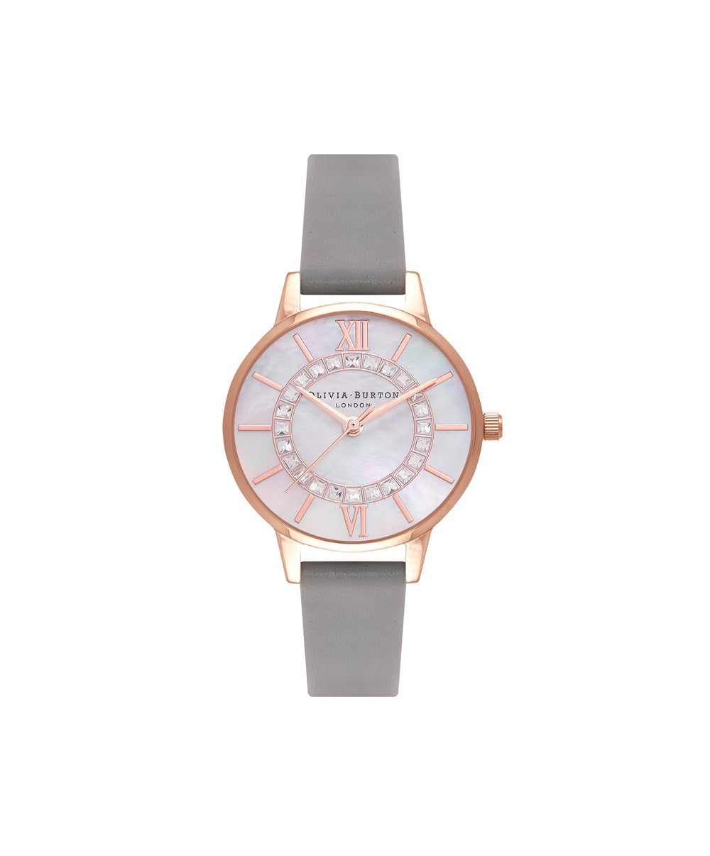 Olivia Burton Grey & Rose Gold Wonderland Sparkle Watch