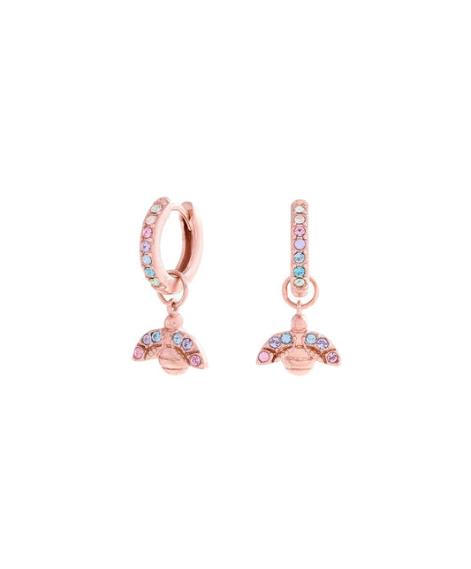 Olivia Burton Rose Gold Rainbow Bee Huggie Earrings