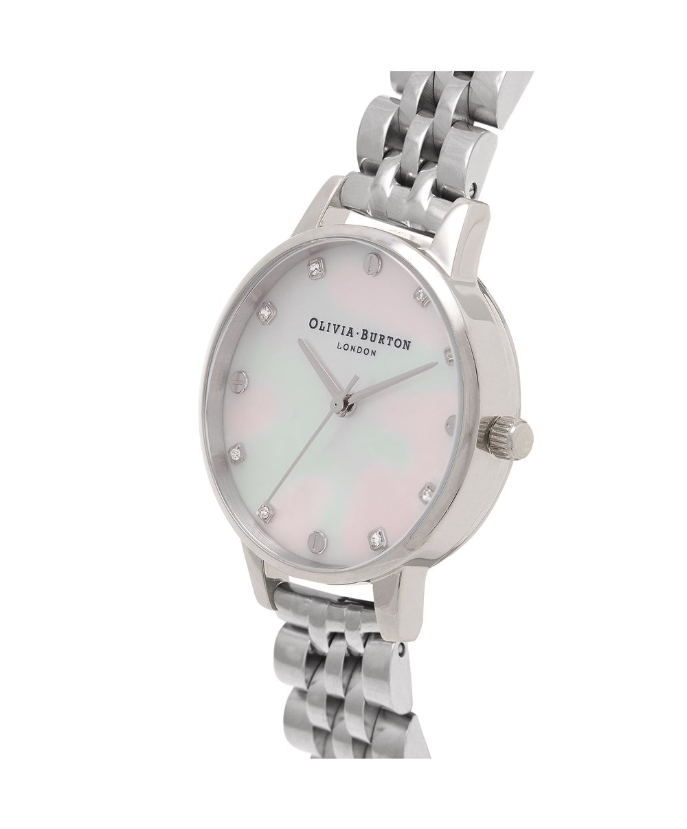 Olivia Burton Silver Mother Of Pearl Dial Bracelet Watch