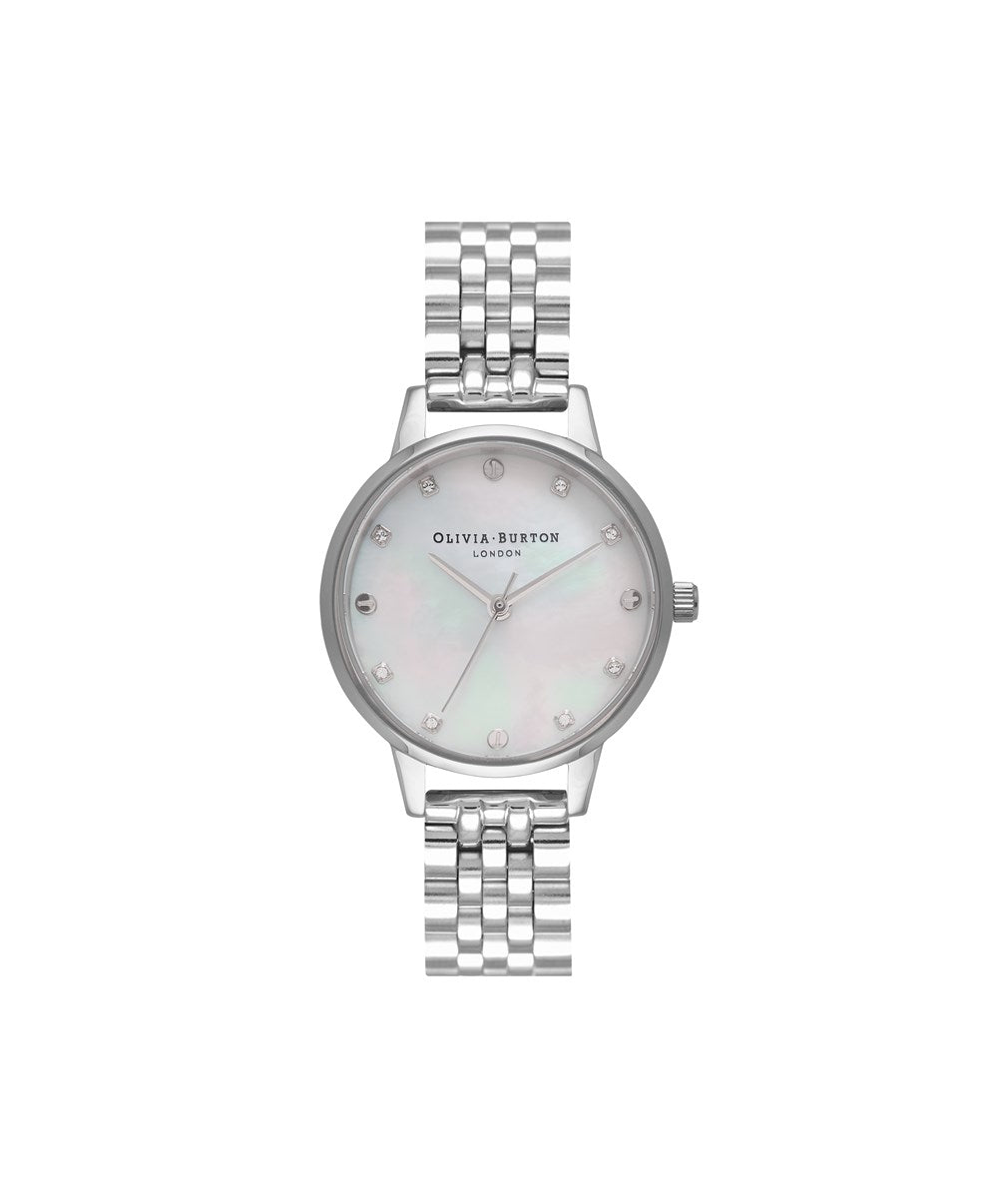 Olivia Burton Silver Mother Of Pearl Dial Bracelet Watch
