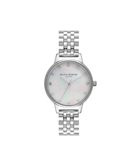 Olivia Burton Silver Mother Of Pearl Dial Bracelet Watch