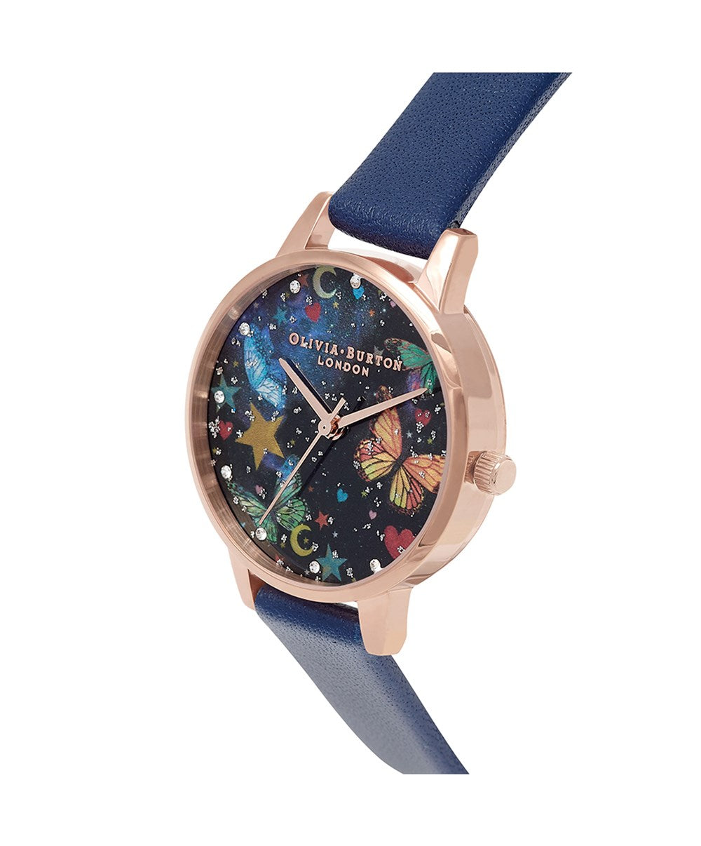 Olivia Burton Navy Night Garden Butterfly Watch 