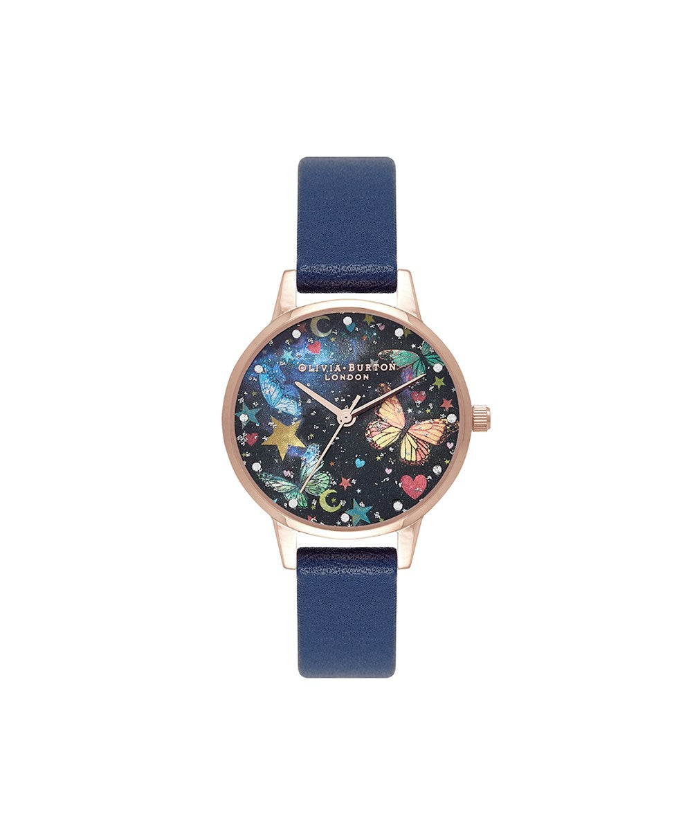 Olivia Burton Navy Night Garden Butterfly Watch 
