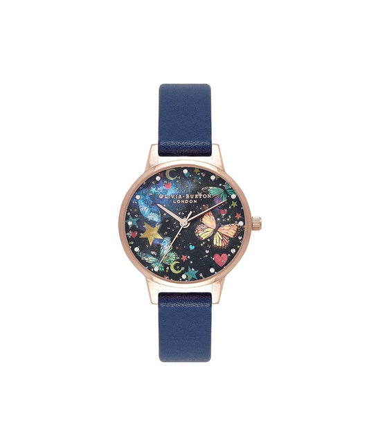 Olivia Burton Navy Night Garden Butterfly Watch 