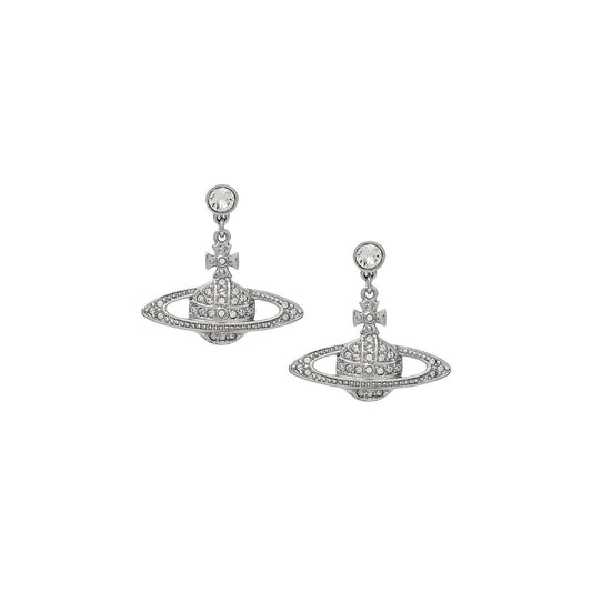 Vivienne Westwood Silver Crystal Mini Bas Relief Drop Earrings