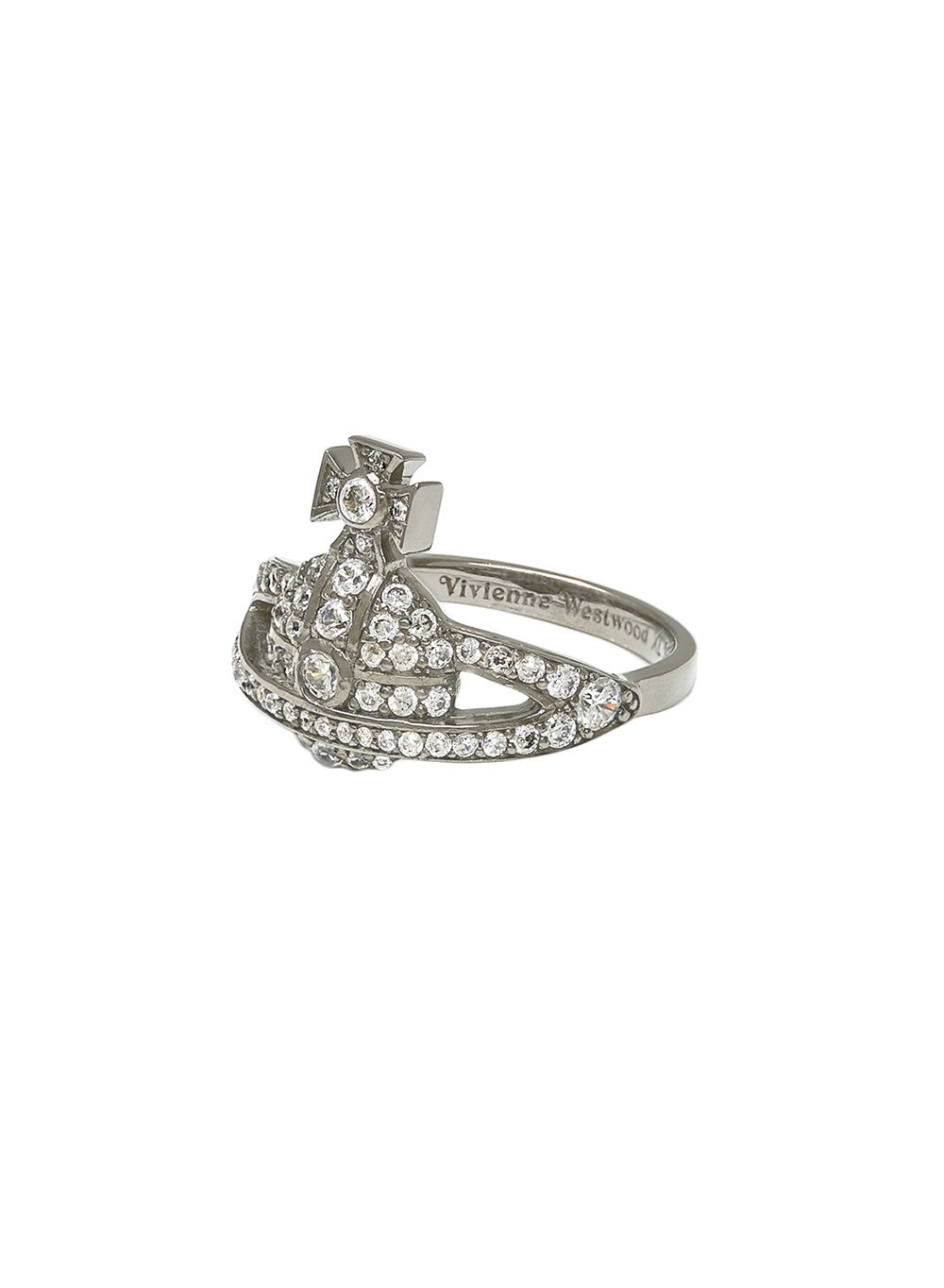 Vivienne Westwood Sterling Silver Mini Orb Crystal Ring 