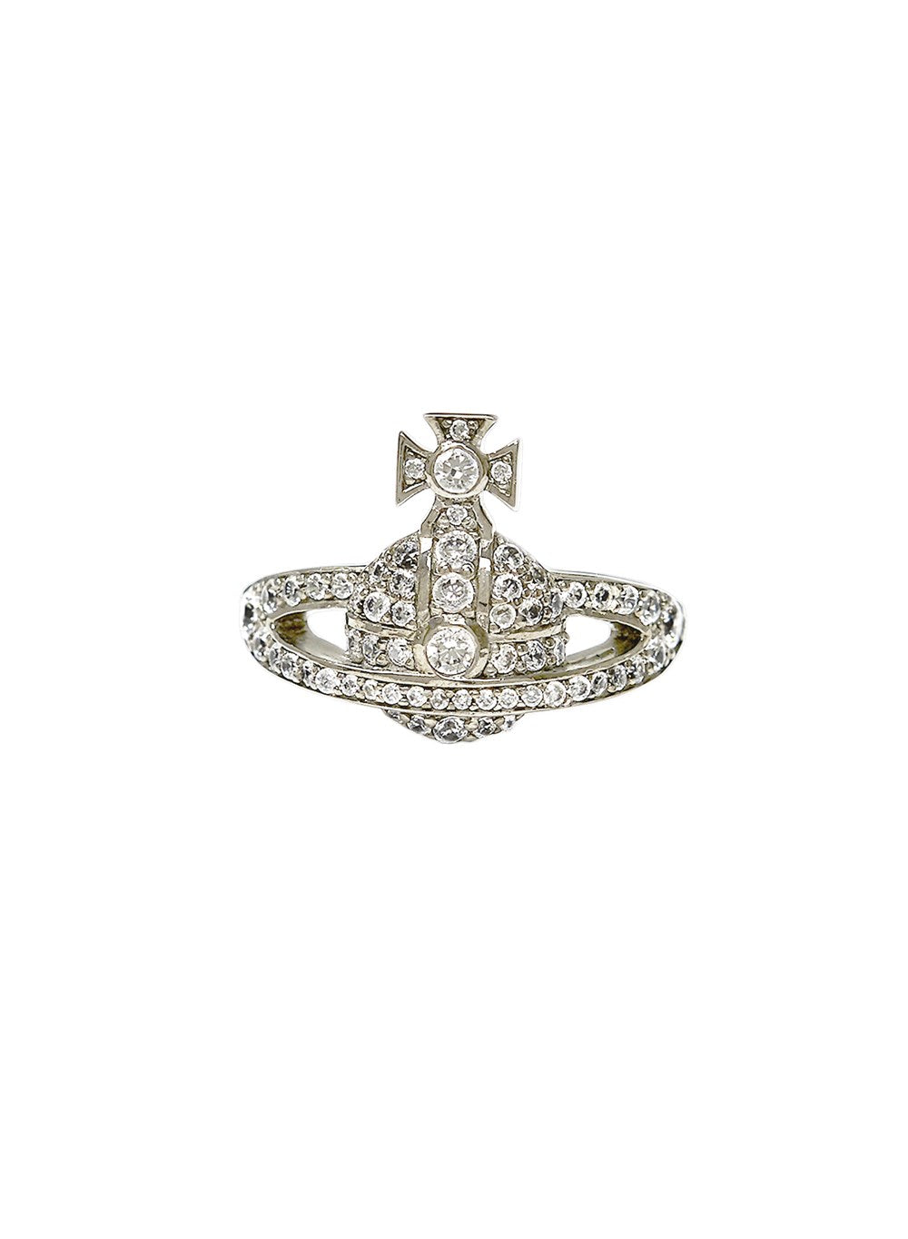 Vivienne Westwood Sterling Silver Mini Orb Crystal Ring 