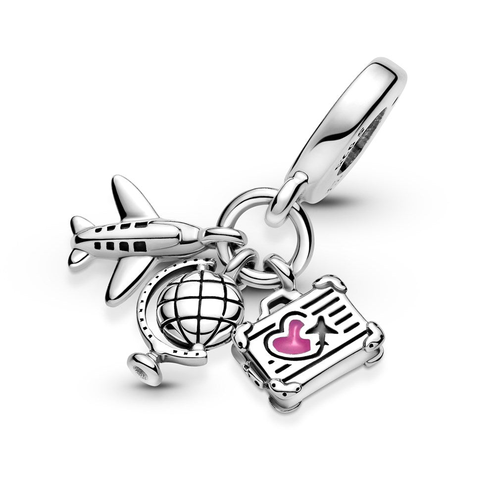 Pandora Airplane, Globe & Suitcase Dangle Charm