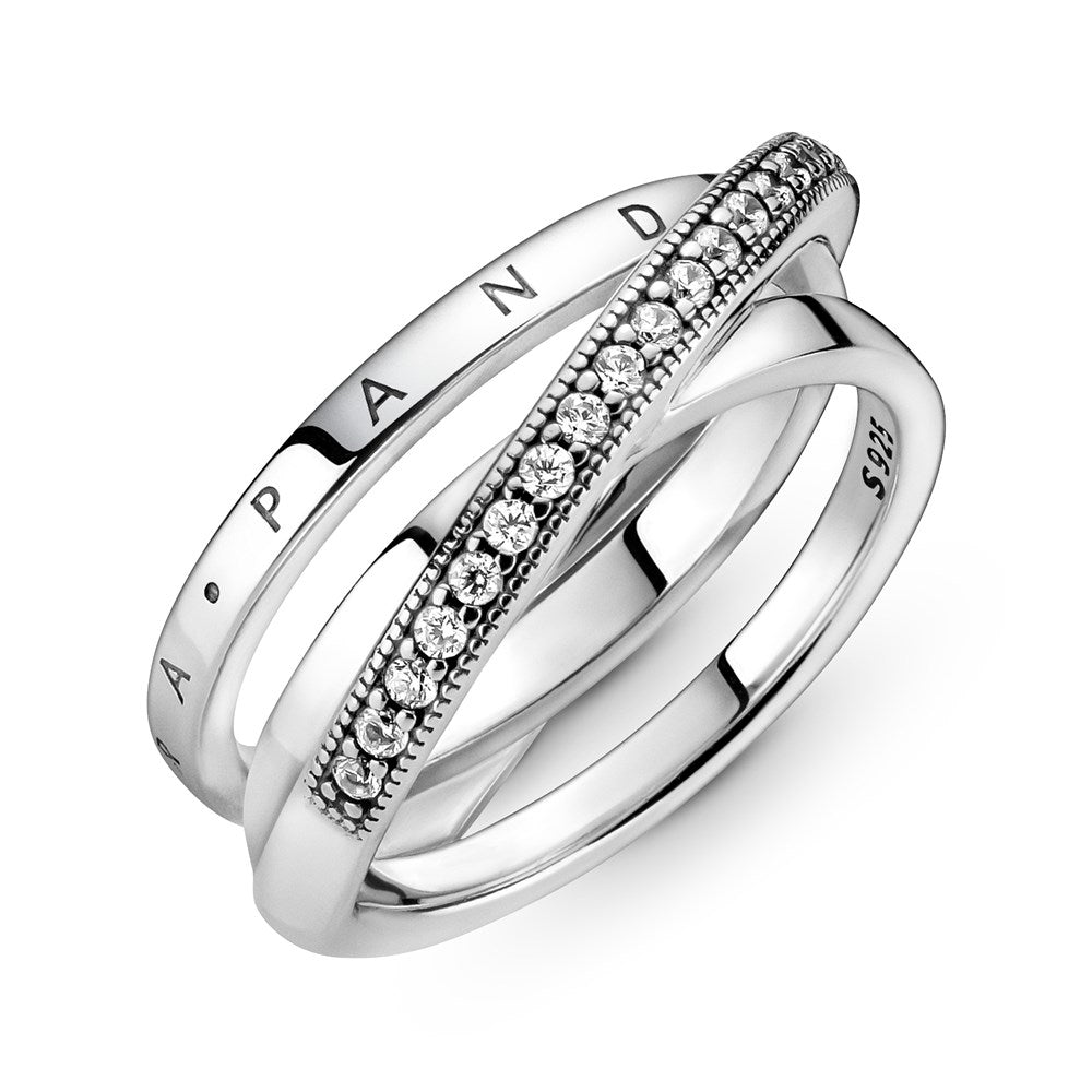 Pandora Crossover Pavé Triple Band Ring