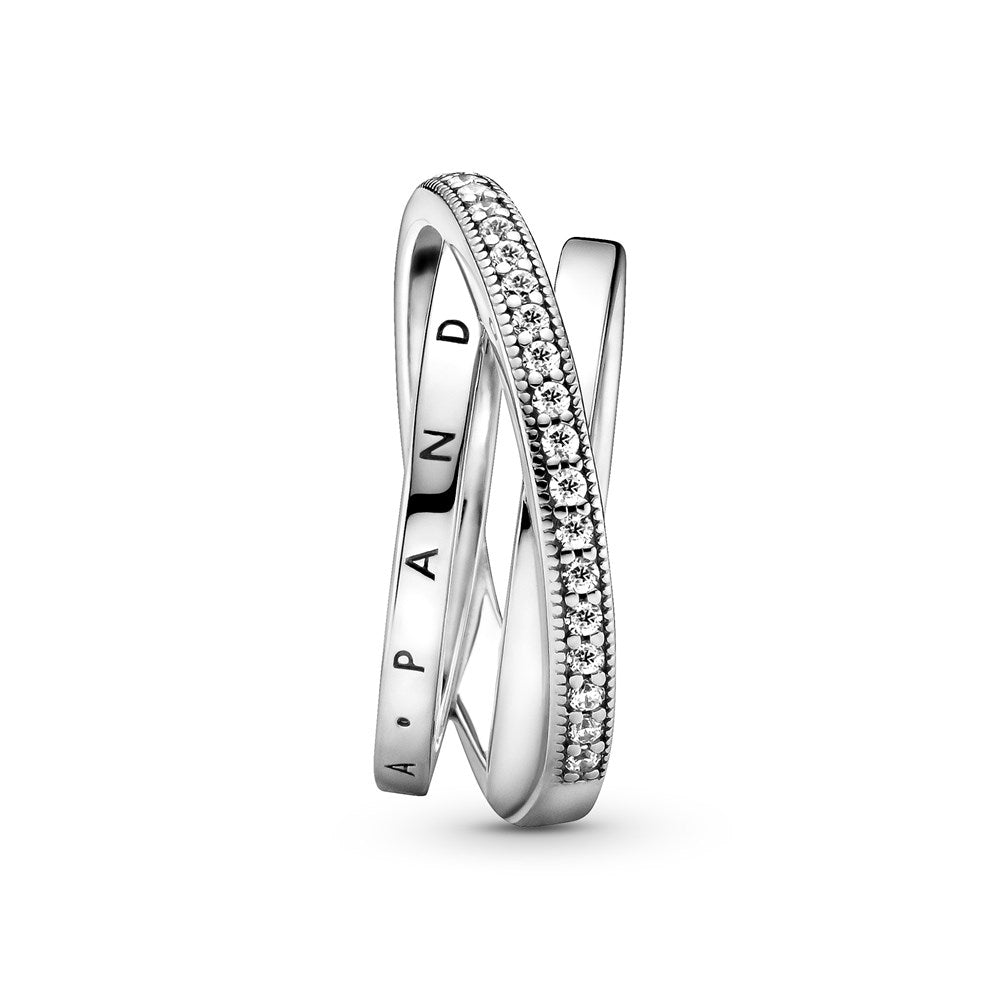 Pandora Crossover Pavé Triple Band Ring