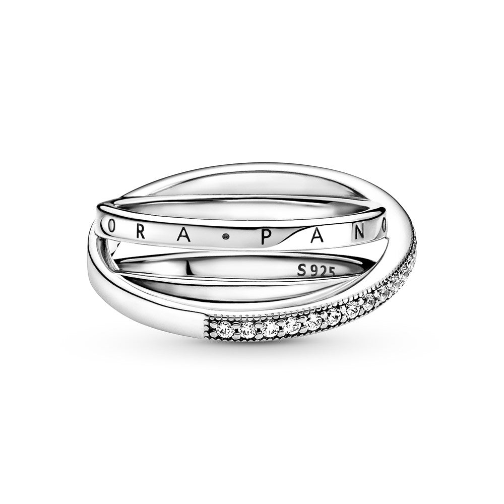 Pandora Crossover Pavé Triple Band Ring