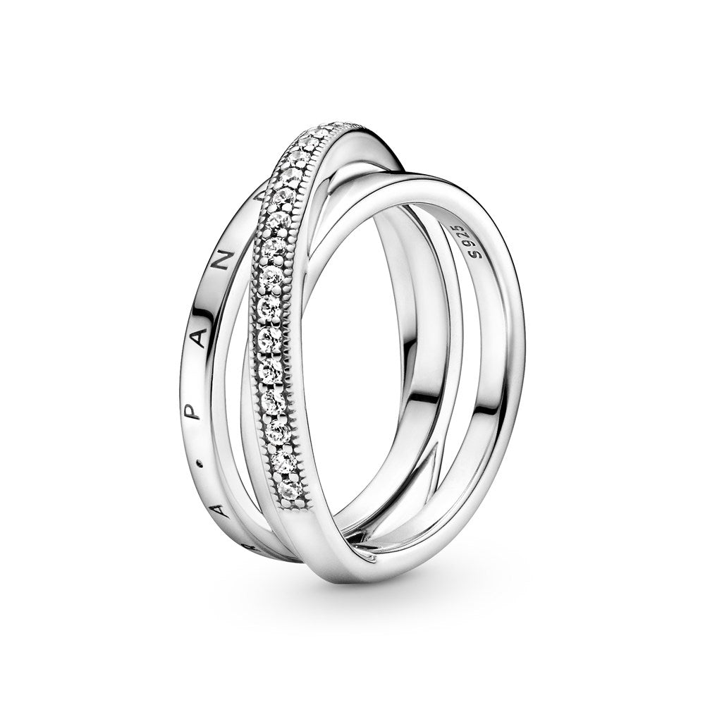 Pandora Crossover Pavé Triple Band Ring