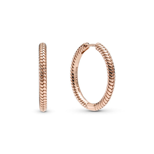 Pandora Rose Gold Moments Charm Hoop Earrings