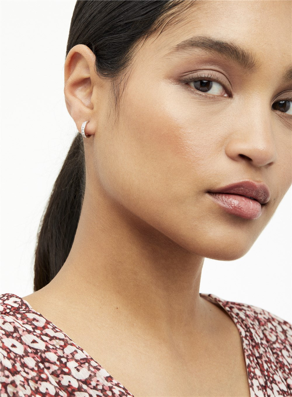 Ted Baker Silver Crystal Nano Huggie Earrings 
