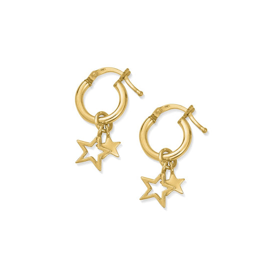 ChloBo Gold Double Star Hoop Earrings