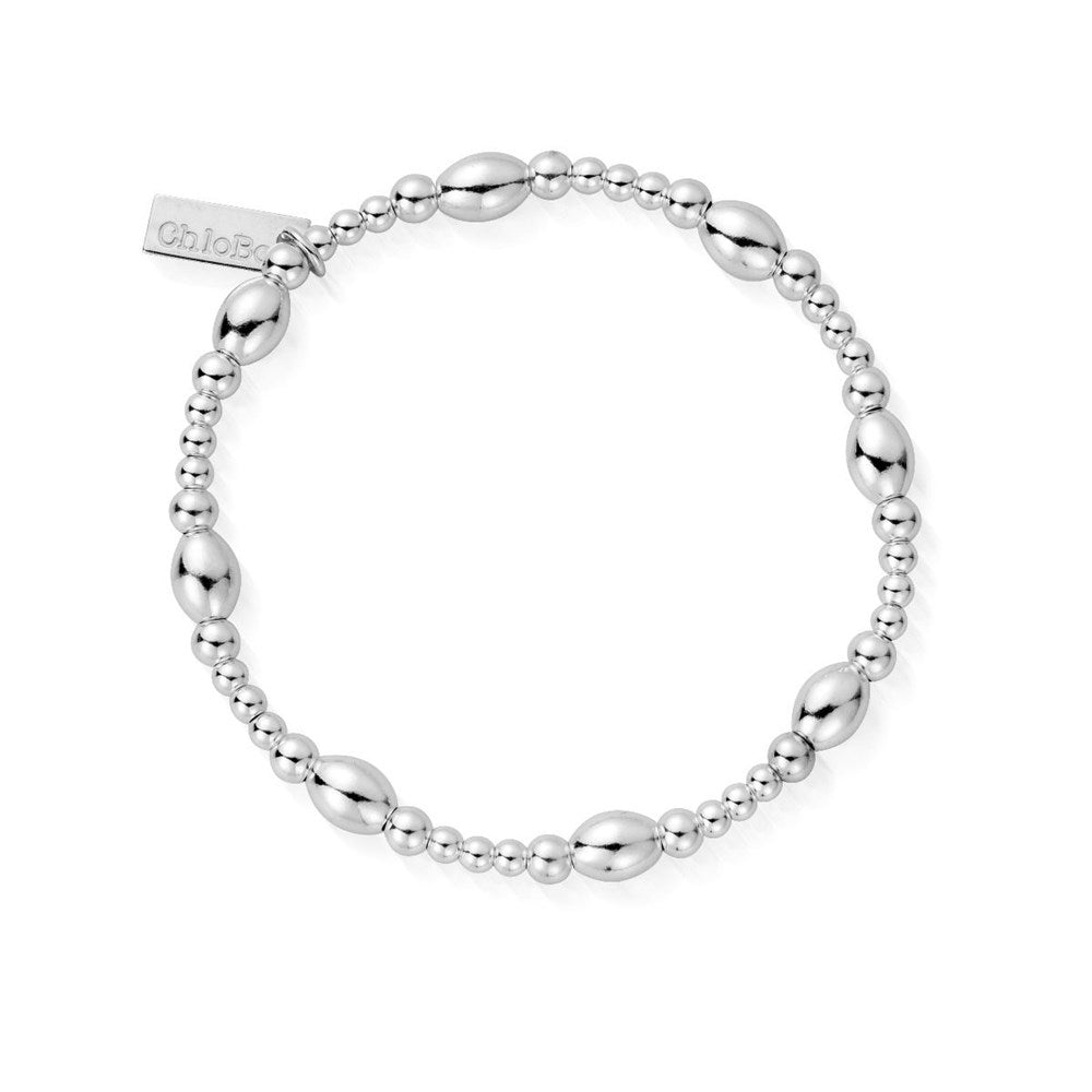ChloBo Silver Cute Oval Bead Bracelet