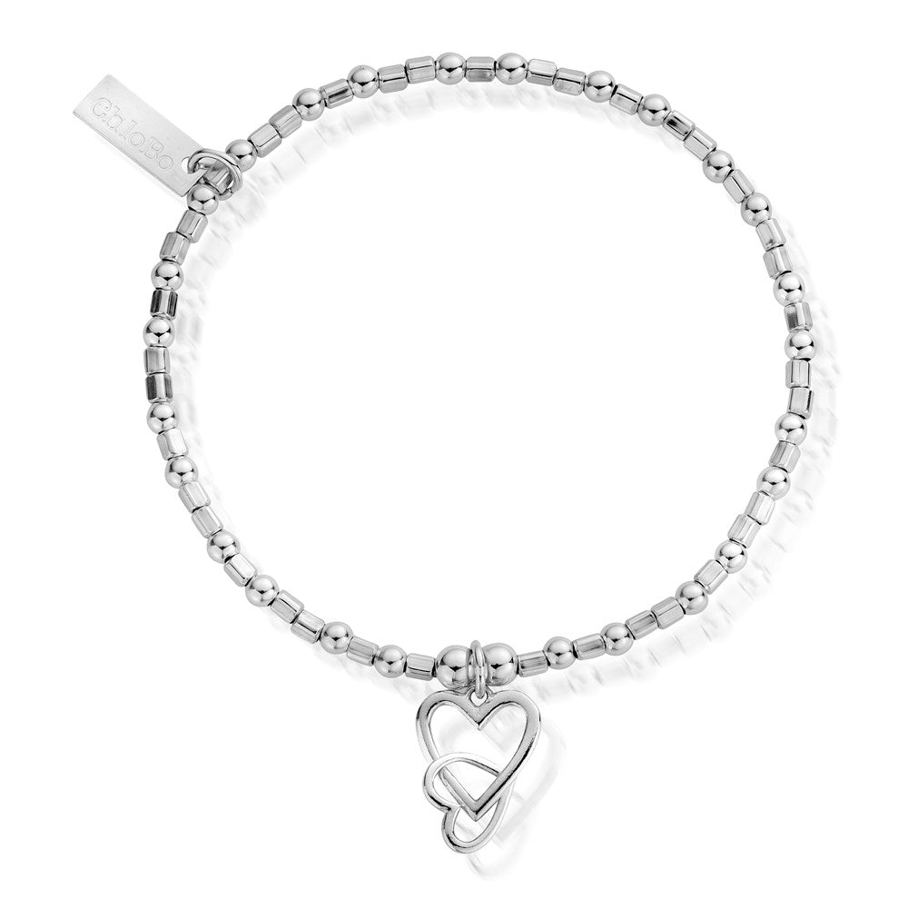 ChloBo Silver Mini Cube Linked Heart Bracelet
