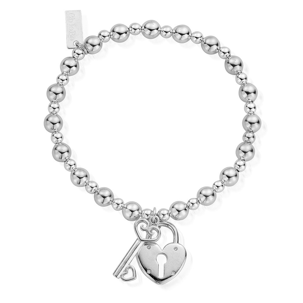 ChloBo Silver Mini Lock + Key Bracelet 