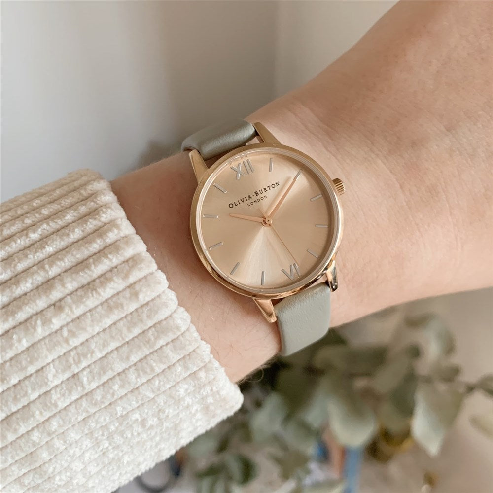 Olivia Burton Rose Gold & Grey Midi Watch 