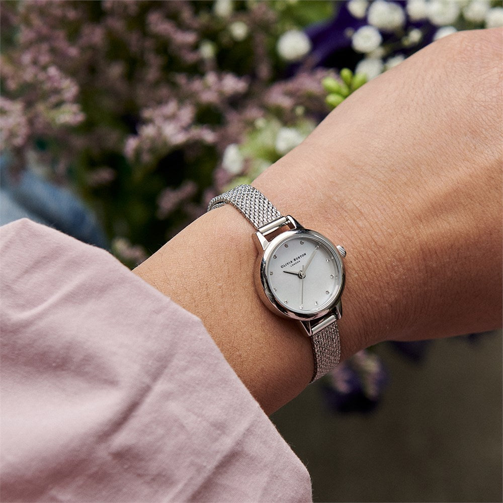 Olivia Burton Mini Silver Boucle Mesh Watch