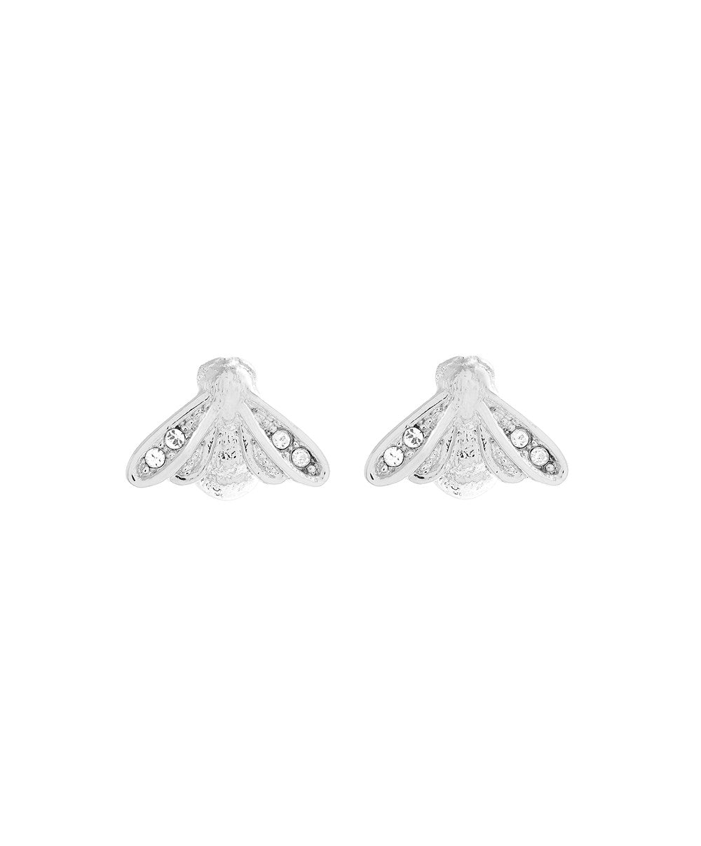 Olivia Burton Glitter Bee Silver Earrings