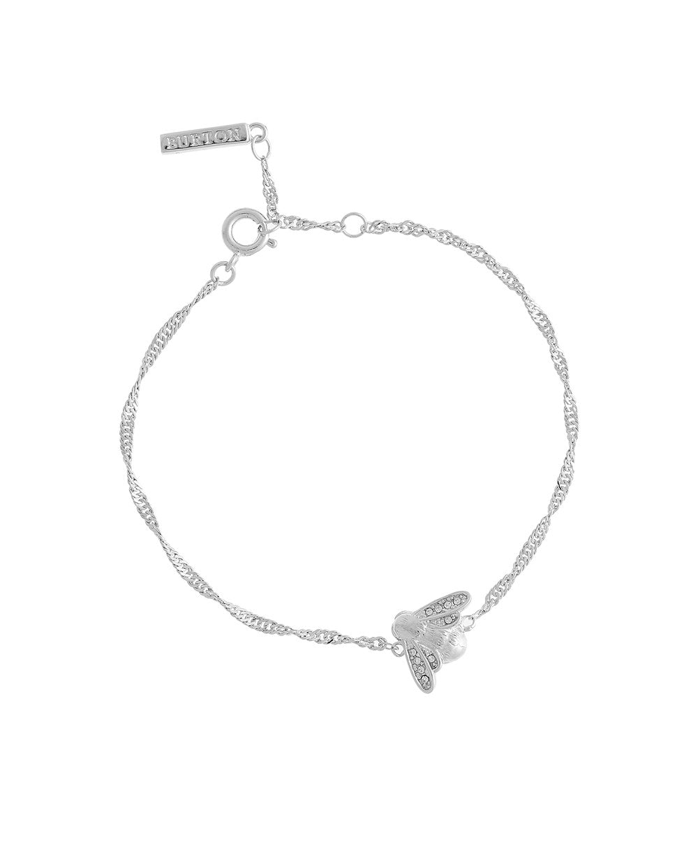 Olivia Burton Glitter Bee Silver Vintage Twist Bracelet 