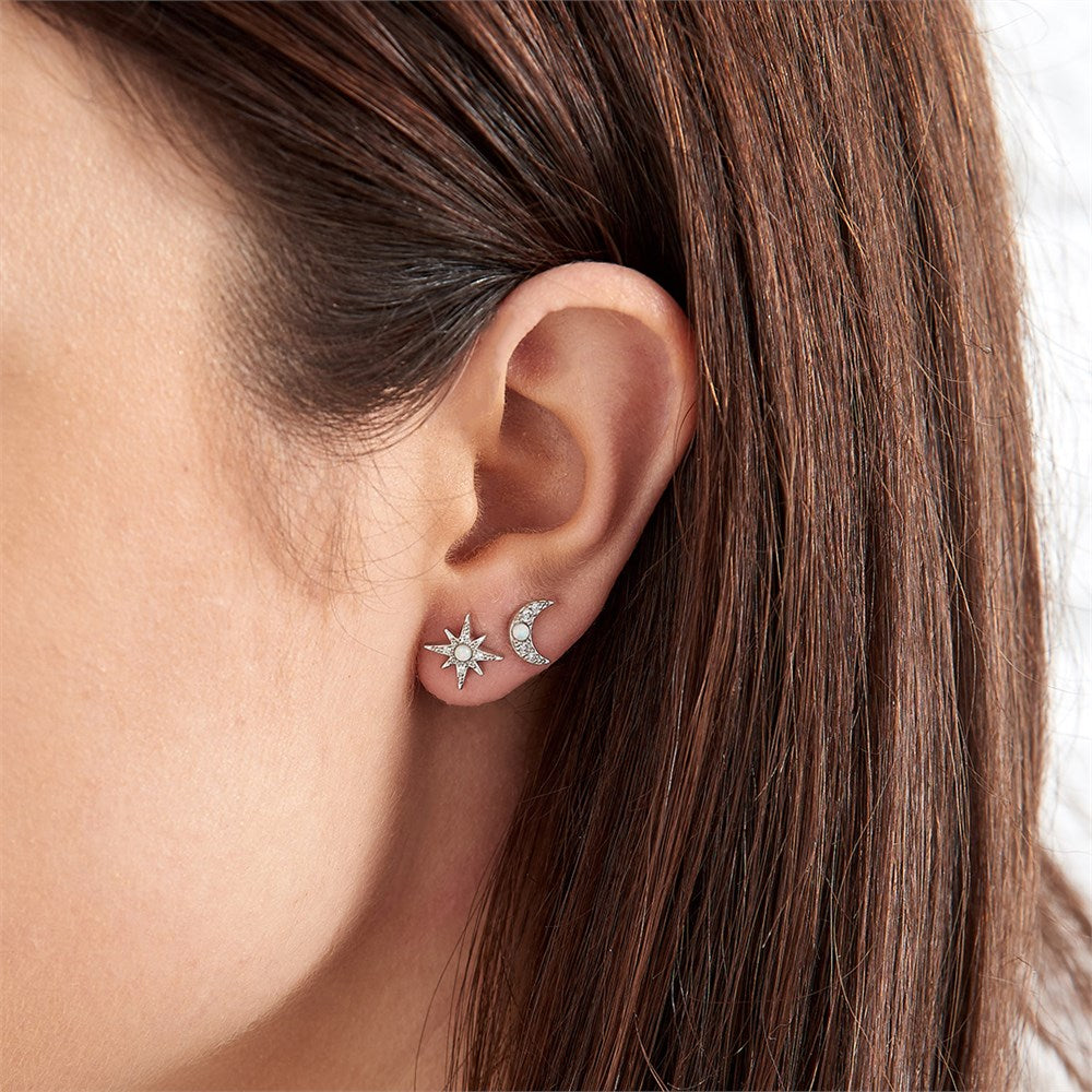 Olivia Burton Silver Star and Moon Stud Earrings