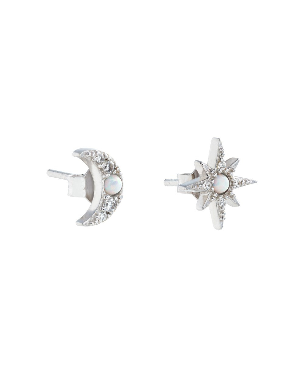 Olivia Burton Silver Star and Moon Stud Earrings