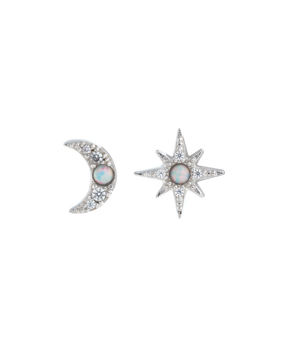 Olivia Burton Silver Star and Moon Stud Earrings