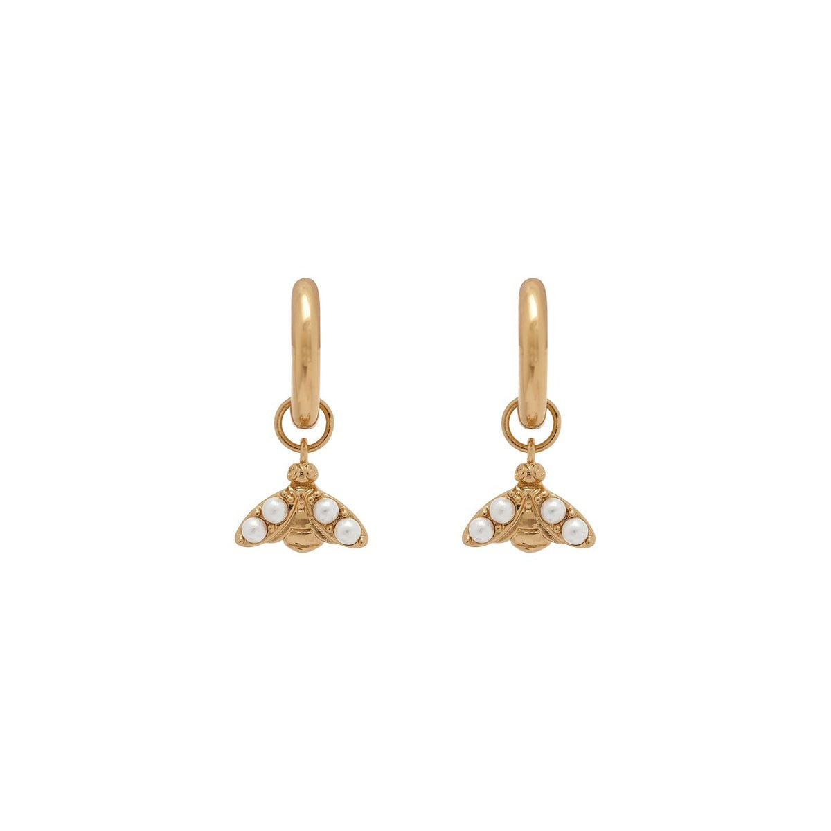 Olivia Burton Pearl Bee Gold Huggie Earrings