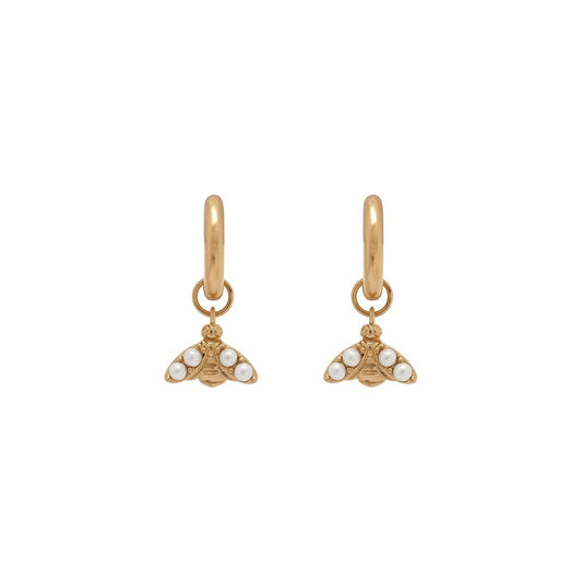 Olivia Burton Pearl Bee Gold Huggie Earrings