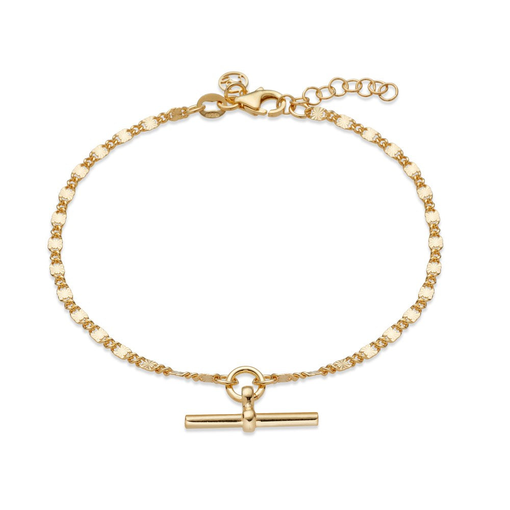 Argento Recycled Gold Sunburst T-Bar Bracelet