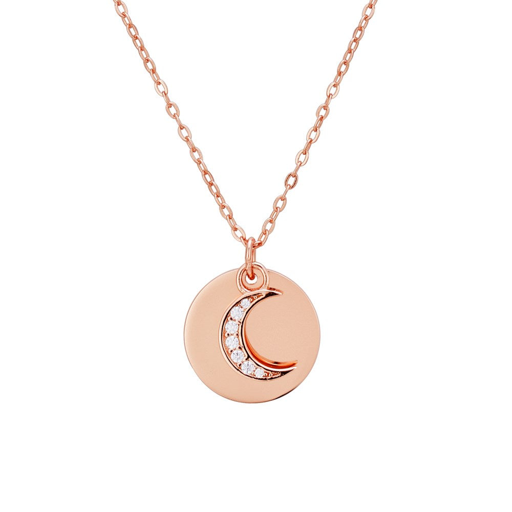 Argento Rose Gold Moon Coin Necklace