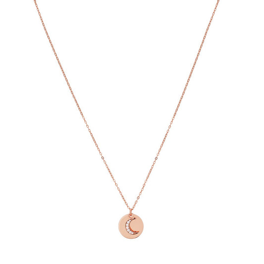 Argento Rose Gold Moon Coin Necklace