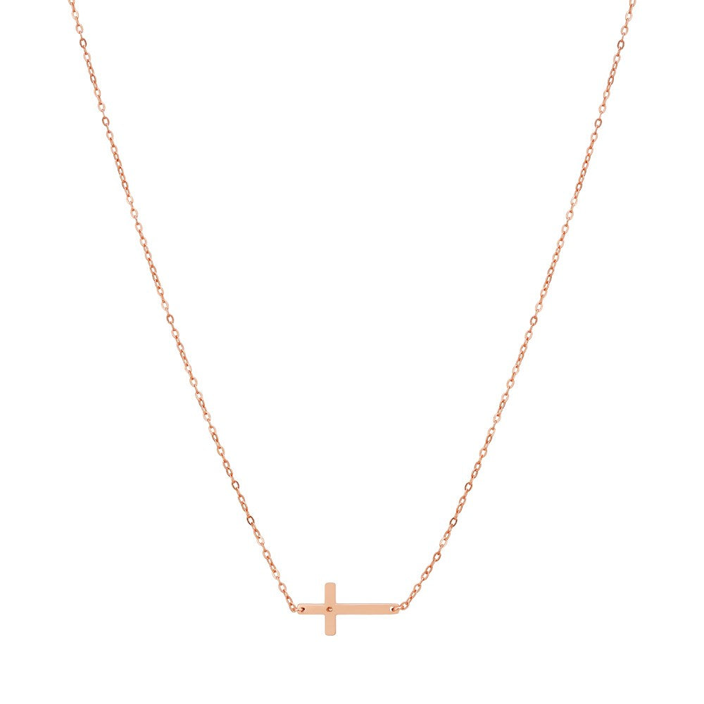 Argento Rose Gold Cross Horizontal Necklace