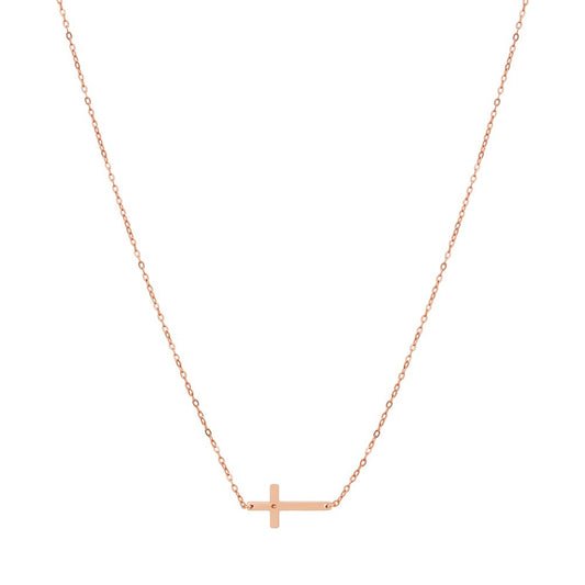Argento Rose Gold Cross Horizontal Necklace