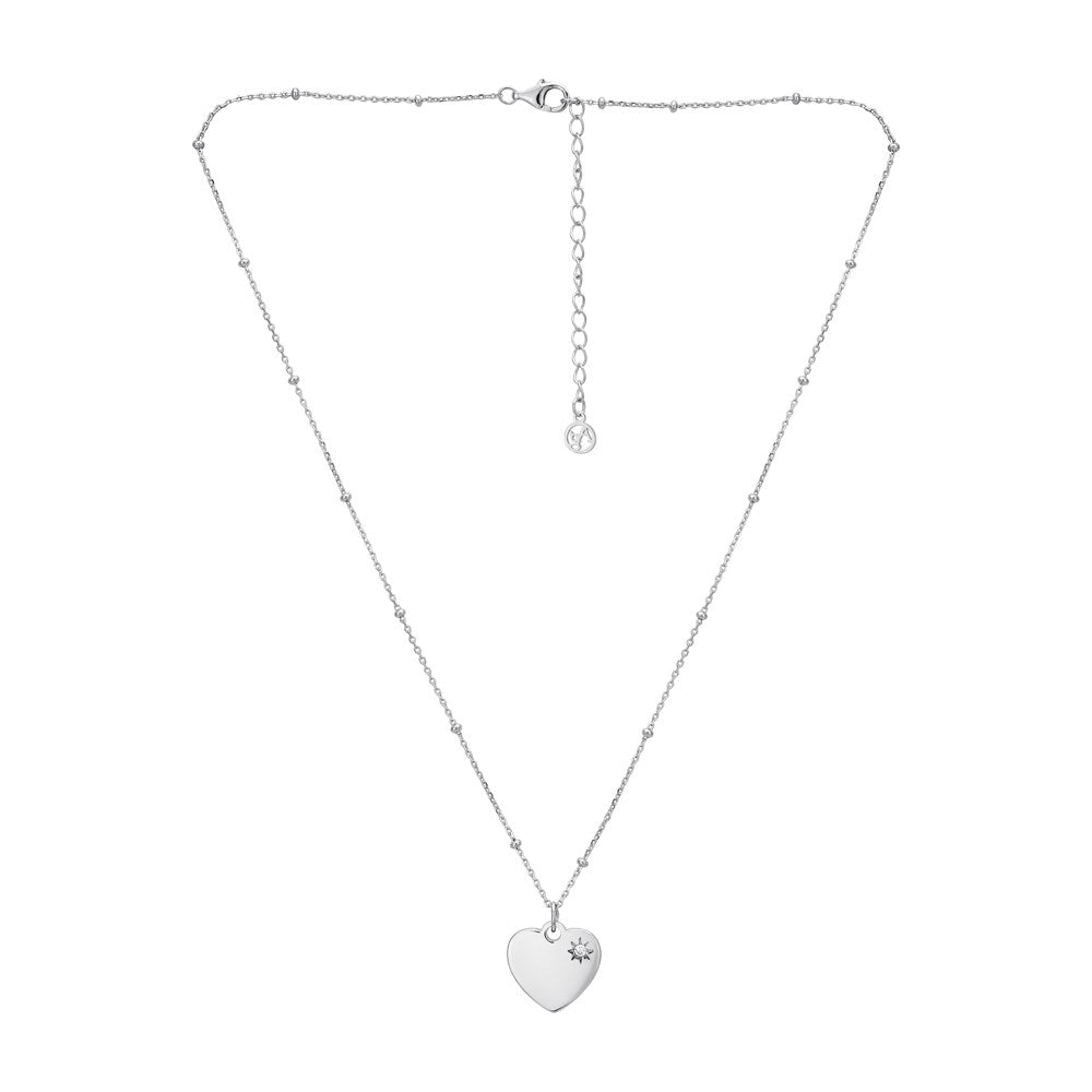 Argento Silver Crystal Heart Beaded Necklace