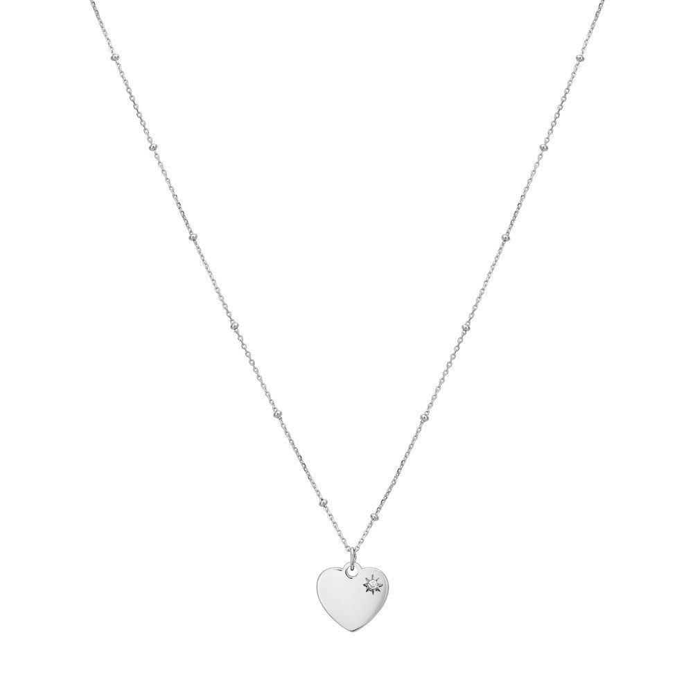 Argento Silver Crystal Heart Beaded Necklace