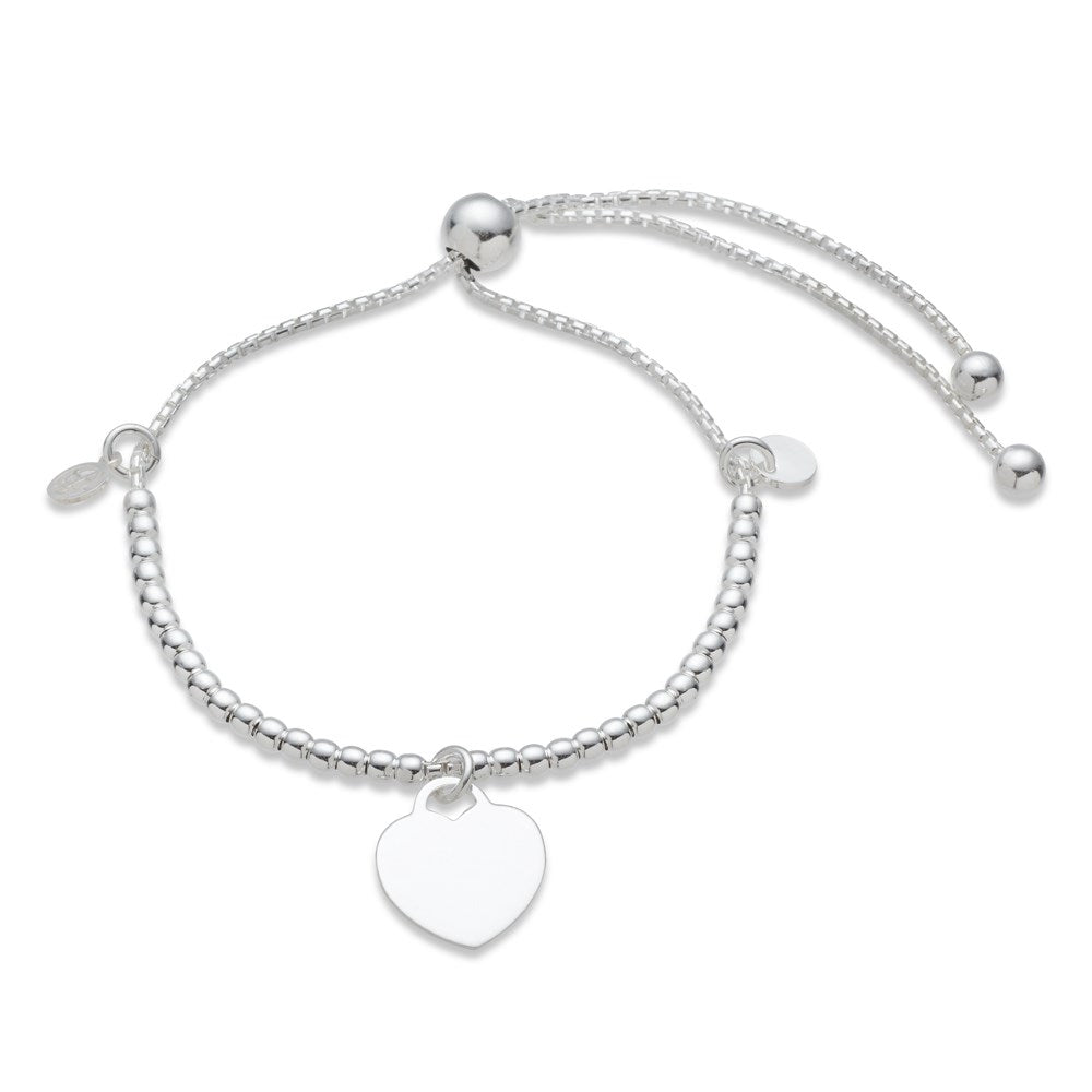Argento Recycled Silver Bead Heart Pull Bracelet 