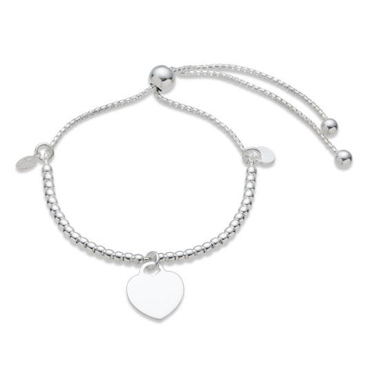 Argento Recycled Silver Bead Heart Pull Bracelet 