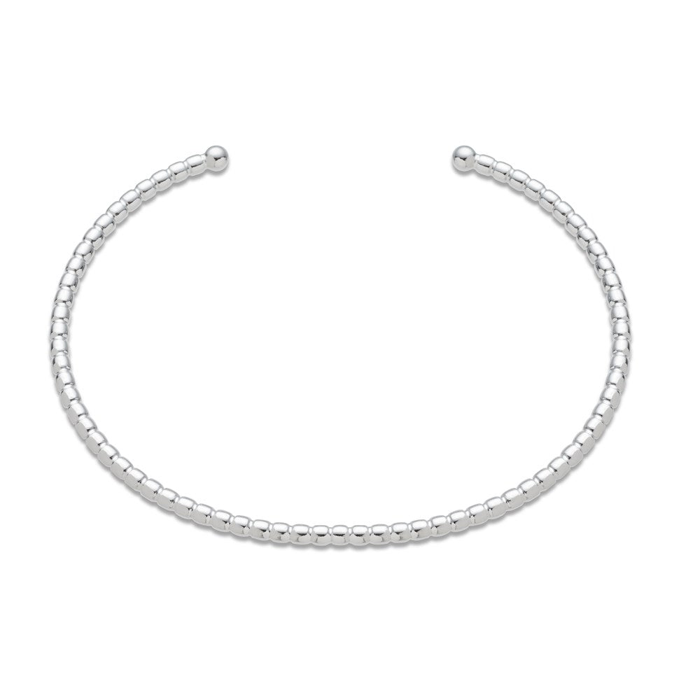 Argento Recycled Silver Beaded Open End Bangle